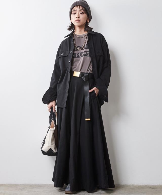 ロングスカート 大きいサイズ レディース 綿100％ バック サテンタックフレア マキシ スカート シックス タイル 対応 6L/8L/10L ニッセン nissen_8
