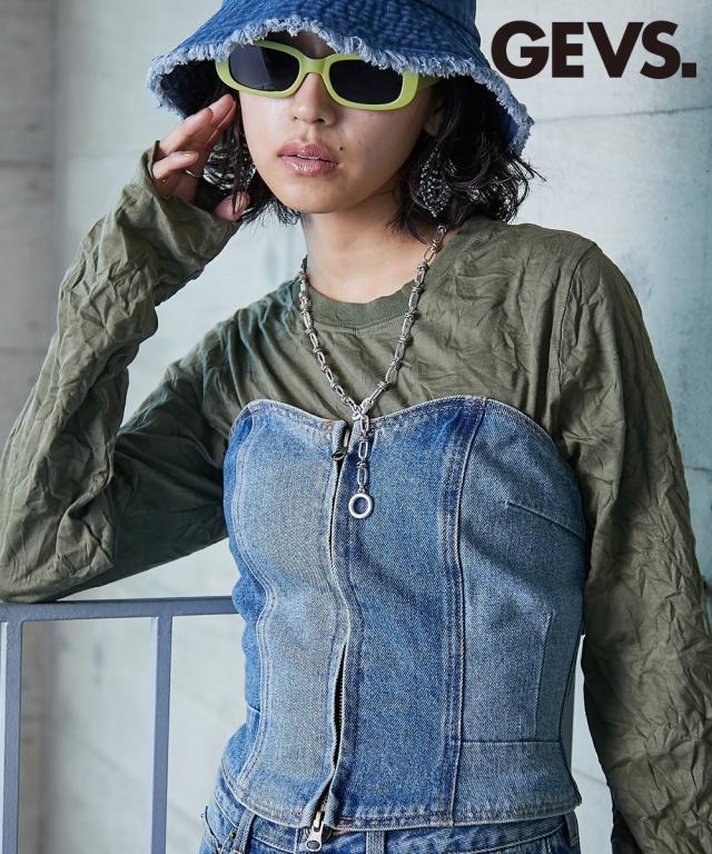 大きいサイズ レディース 綿100％ デニム ビスチェ GEVS. 対応  インナー M〜5L ニッセン nissen agesugi_sfaの通販は 9,889円