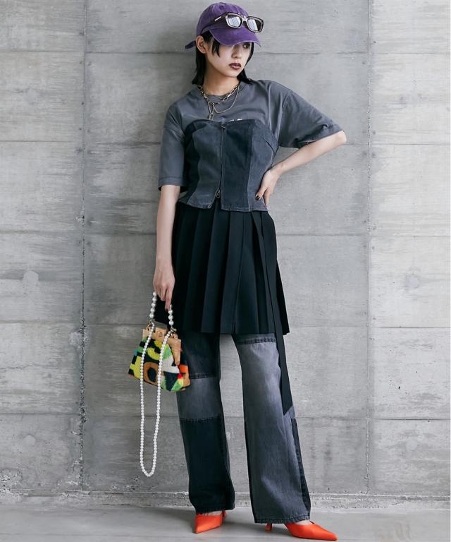 ストレートパンツ 大きいサイズ レディース 綿100％ パッチワーク