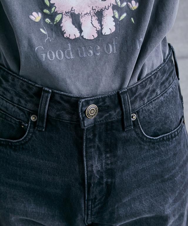 ストレートパンツ 大きいサイズ レディース 綿100％ パッチワークワイド ストレート デニム パンツ GEVS. 美脚 ボトムス ウエスト70〜88cm ニッセン nissen_11