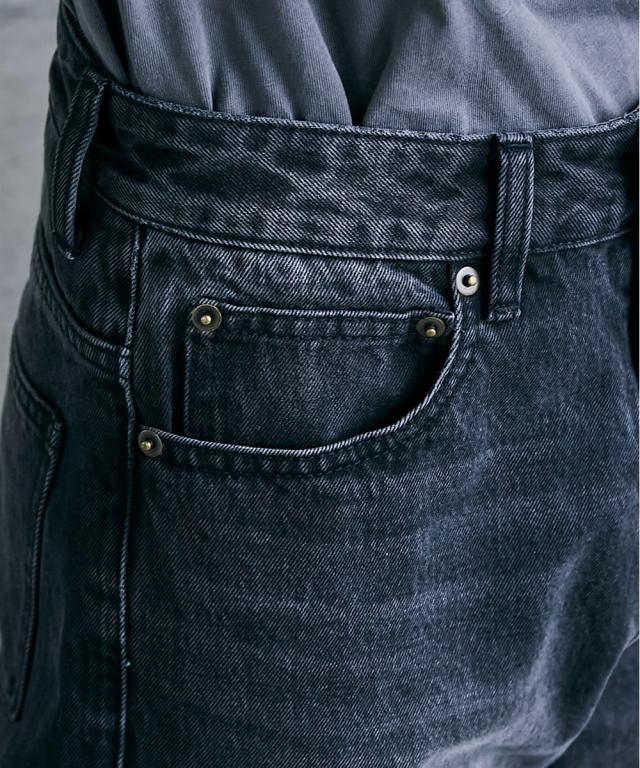 ストレートパンツ 大きいサイズ レディース 綿100％ パッチワークワイド ストレート デニム パンツ GEVS. 美脚 ボトムス ウエスト70〜88cm ニッセン nissen_12