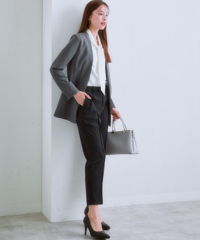 スーツ パンツ レディース セットアップ対応 ロング丈ノーカラー ジャケット 上下別売 カノコ ジャージ ーシリーズ  ビジネス S/M/L ニッセン nissen_17