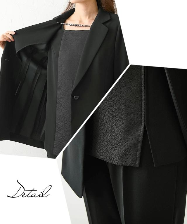 喪服 礼服 ブラックフォーマル パンツスーツ レディース 洗える防しわ