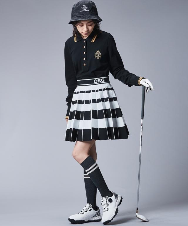 ミニスカート 大きいサイズ レディース 太ボーダー ニット プリーツ ミニ スカート シックス タイル ゴルフ 対応 M〜5L ニッセン nissen_2