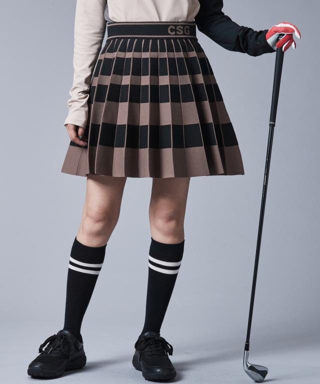 ミニスカート 大きいサイズ レディース 太ボーダー ニット プリーツ ミニ スカート シックス タイル ゴルフ 対応 M〜5L ニッセン nissen_3