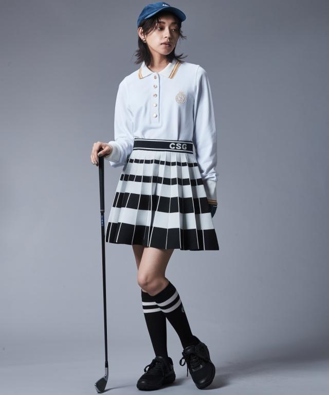 ミニスカート 大きいサイズ レディース 太ボーダー ニット プリーツ ミニ スカート シックス タイル ゴルフ 対応 M〜5L ニッセン nissen_4