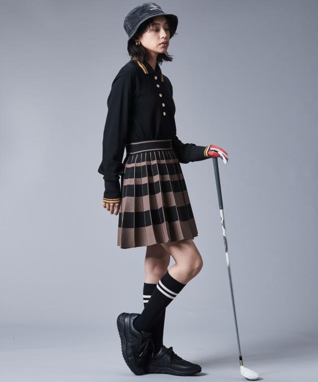 ミニスカート 大きいサイズ レディース 太ボーダー ニット プリーツ ミニ スカート シックス タイル ゴルフ 対応 M〜5L ニッセン nissen_5