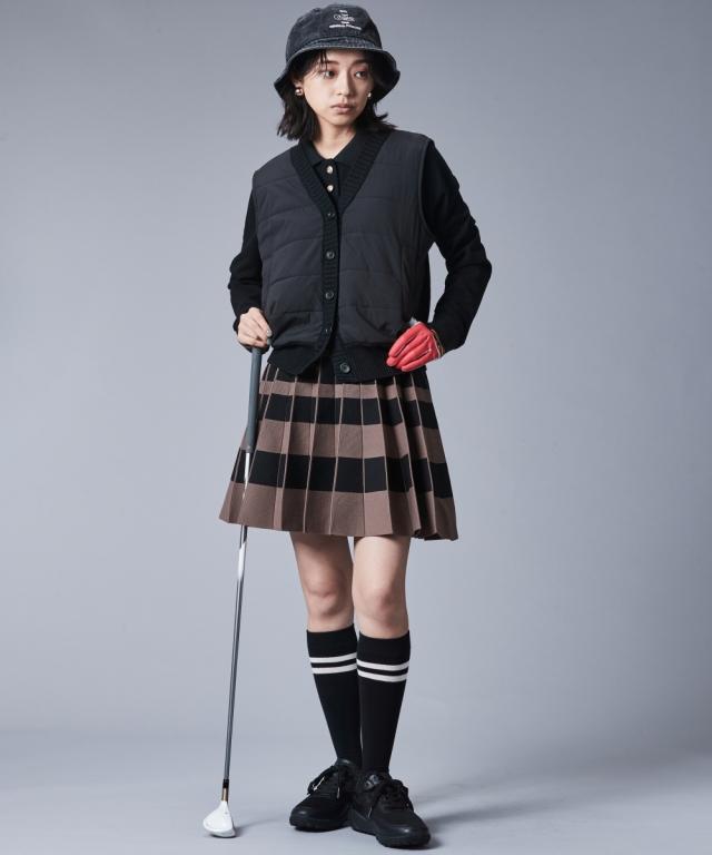ミニスカート 大きいサイズ レディース 太ボーダー ニット プリーツ ミニ スカート シックス タイル ゴルフ 対応 M〜5L ニッセン nissen_7