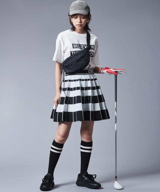 ミニスカート 大きいサイズ レディース 太ボーダー ニット プリーツ ミニ スカート シックス タイル ゴルフ 対応 M〜5L ニッセン nissen_8