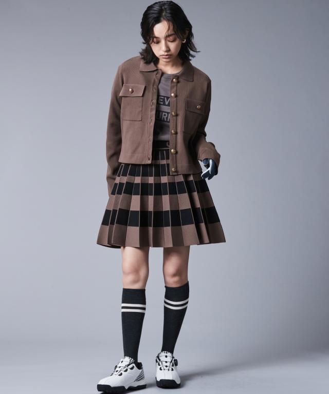 ミニスカート 大きいサイズ レディース 太ボーダー ニット プリーツ ミニ スカート シックス タイル ゴルフ 対応 M〜5L ニッセン nissen_9