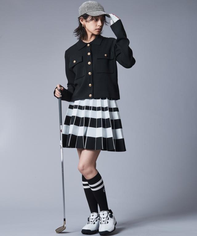 ミニスカート 大きいサイズ レディース 太ボーダー ニット プリーツ ミニ スカート シックス タイル ゴルフ 対応 M〜5L ニッセン nissen_10