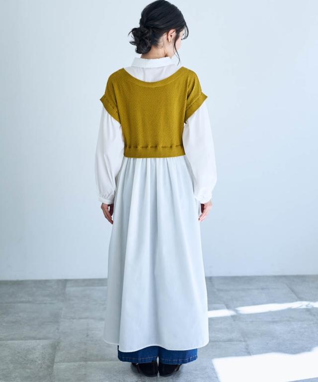 衣装 ロング マキシ レディース 編み物 うつり変わり プルオーバー Otona Purete 冬  ひざ下 LL/3L/4L ニッセン nissen