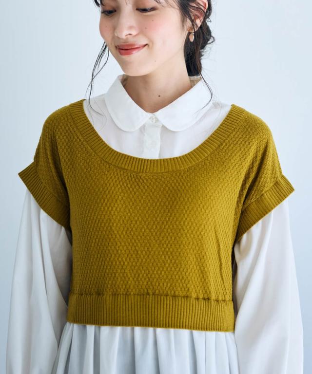 衣装 ロング マキシ レディース 編み物 うつり変わり プルオーバー Otona Purete 冬  ひざ下 LL/3L/4L ニッセン nissen