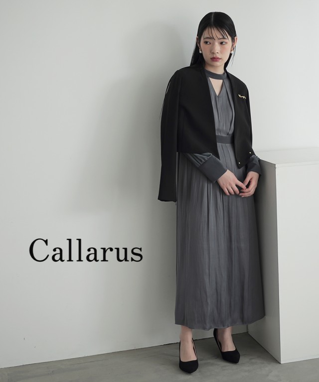 パーティドレス ワンピース レディース 入学式 卒業式 フォーマル Callarus スリーブ デザイン ジャケット ドレス アンサンブル ノーカラ