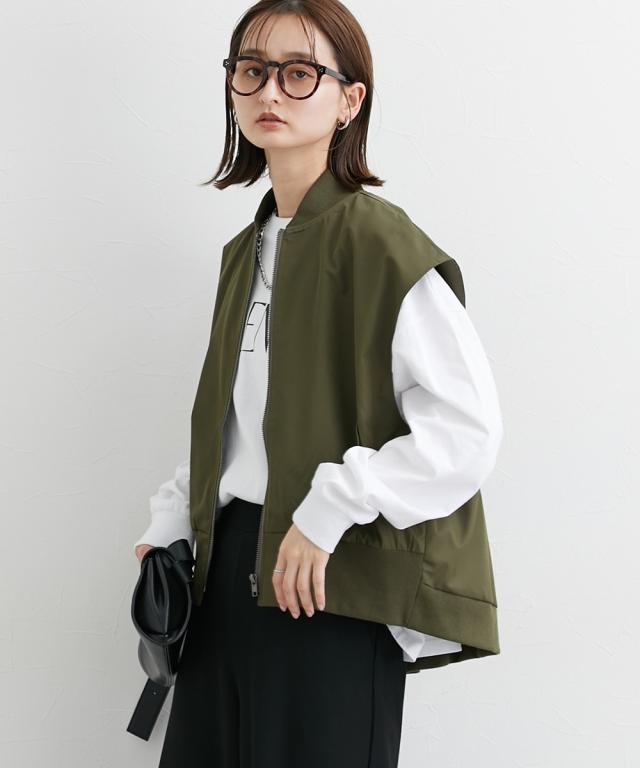ベスト レディース ミリタリー バック フレア  重ね着 レイヤード 1 S〜M /2 L〜LL ニッセン nissen agesugi_sfaの通販は