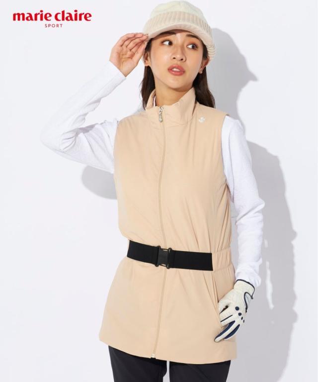 marie claire SPORT スポーツウェア アウター 大きいサイズ レディース marie claire sport あったか薄中綿 チュニック ベスト 静電気防止裏地付 はっ水 ストレッチ