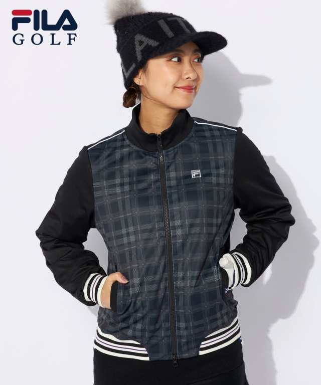 FILAGOLF スポーツウェア アウター 大きいサイズ レディース FILA GOLF チェック柄ボンディング ジャケット 防風 冬  スポーツ観戦 4L/5L/6L ニッセン nissen agesugi_sfaの通販は