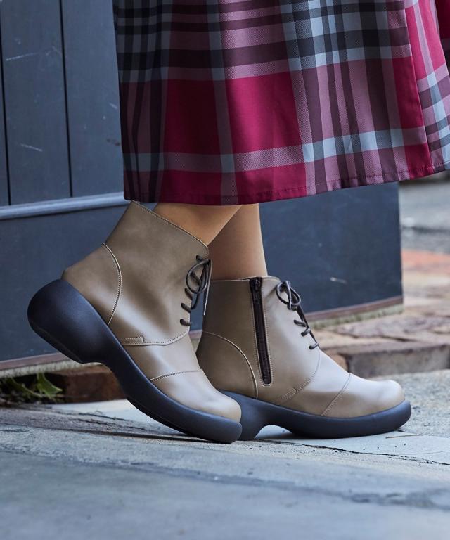 リゲッタ 大きいサイズ レディース スマイル レース アップカジュアル ブーツ ゆったりワイズ 22.0〜22.5/23.0〜23.5/24.0〜24.5/25.0〜25.5cm ニッセン nissen