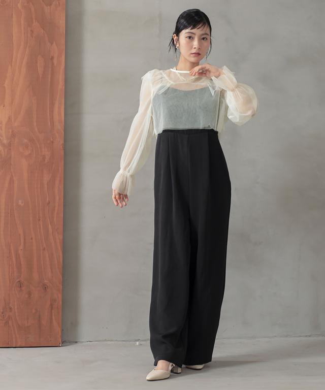 パーティドレス パンツ レディース 結婚式 パーティー ドレス チュール ボレロ ＋ オールインワン セットアップ 有  二次会 披露宴 S/M/L ニッセン nissen agesugi_sfaの通販は