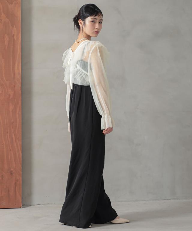 パーティドレス パンツ レディース 結婚式 パーティー ドレス チュール ボレロ ＋ オールインワン セットアップ 有  二次会 披露宴 S/M/L ニッセン nissen agesugi_sfaの通販は