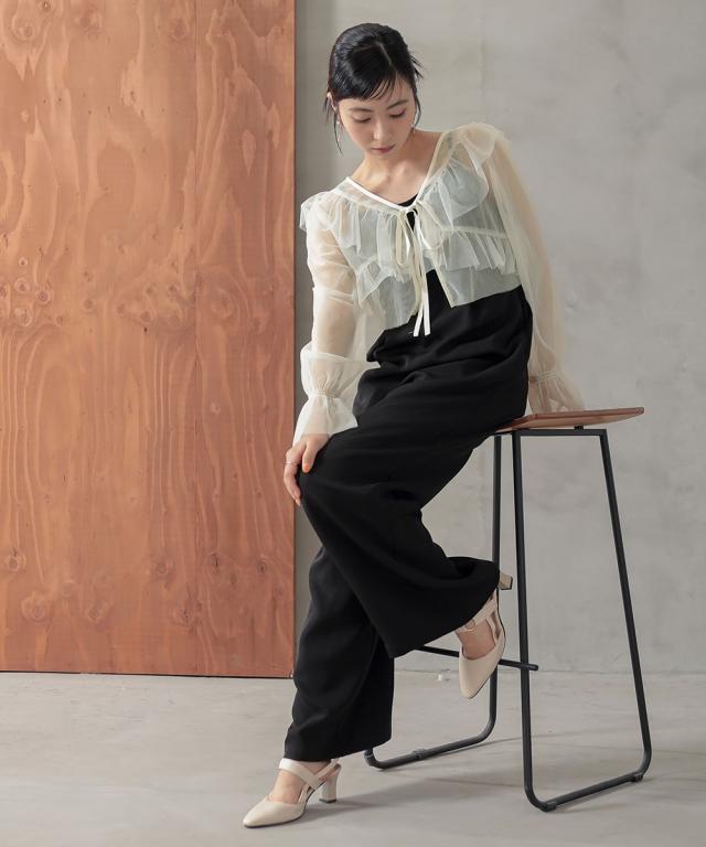 パーティドレス パンツ レディース 結婚式 パーティー ドレス チュール ボレロ ＋ オールインワン セットアップ 有  二次会 披露宴 S/M/L ニッセン nissen agesugi_sfaの通販は