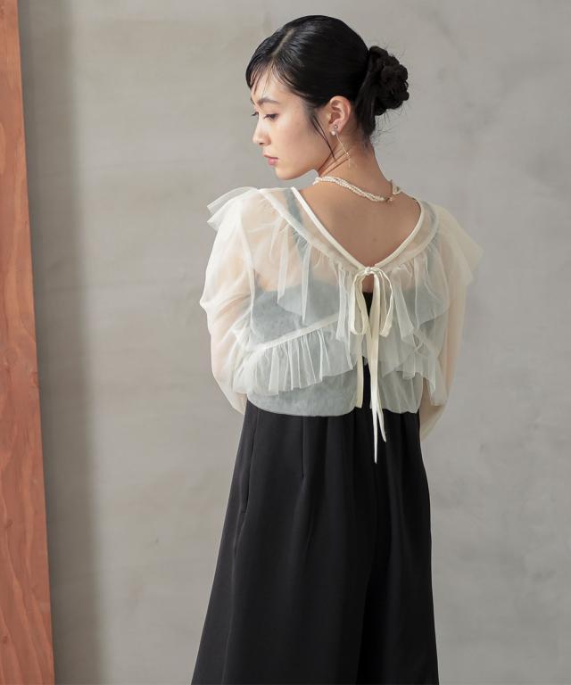 パーティドレス パンツ レディース 結婚式 パーティー ドレス チュール ボレロ ＋ オールインワン セットアップ 有  二次会 披露宴 S/M/L ニッセン nissen agesugi_sfaの通販は