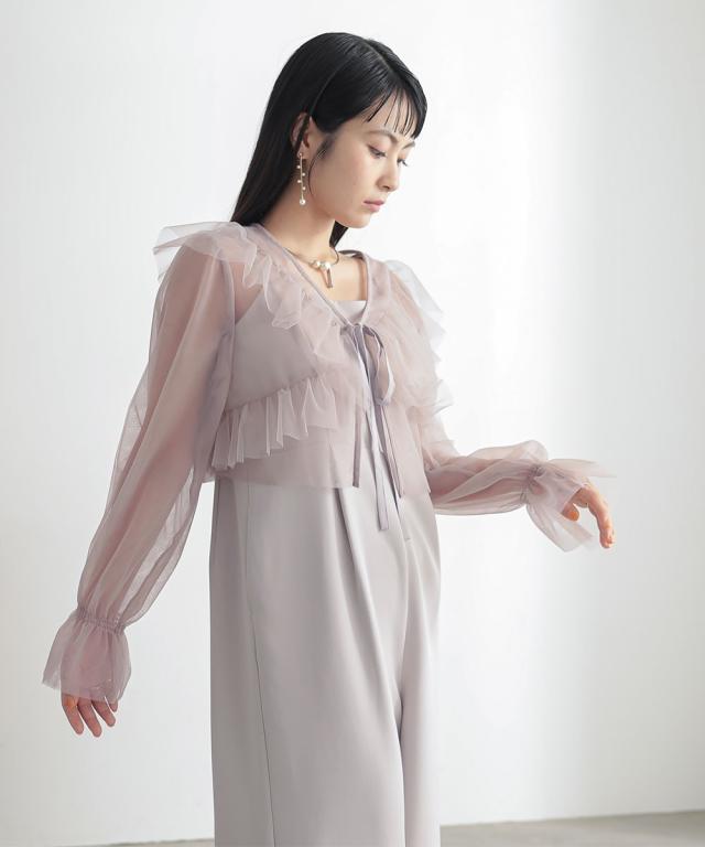 パーティドレス パンツ レディース 結婚式 パーティー ドレス チュール ボレロ ＋ オールインワン セットアップ 有  二次会 披露宴 S/M/L ニッセン nissen agesugi_sfaの通販は