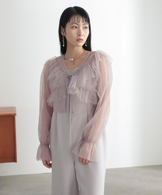 パーティドレス パンツ レディース 結婚式 パーティー ドレス チュール ボレロ ＋ オールインワン セットアップ 有  二次会 披露宴 S/M/L ニッセン nissen agesugi_sfaの通販は