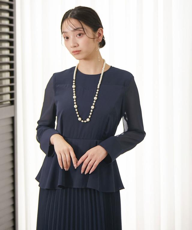 パーティドレス ワンピース レディース 結婚式 パーティー ドレス ウエスト ペプラム プリーツ デザイン 有 二次会 披露宴 お呼ばれ M/L ニッセン nissen_13