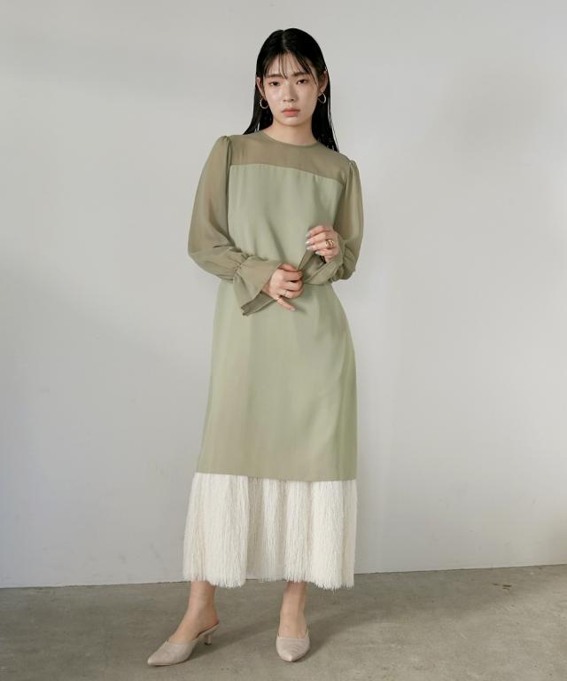 パーティドレス ワンピース レディース 結婚式 パーティー オケージョン ドレス 裾フリンジ デザイン チョーカー付き 有 〔Callarus〕 M〜5L ニッセン nissen_11