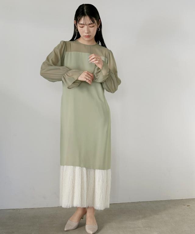 パーティドレス ワンピース レディース 結婚式 パーティー オケージョン ドレス 裾フリンジ デザイン チョーカー付き 有 〔Callarus〕 M〜5L ニッセン nissen_13