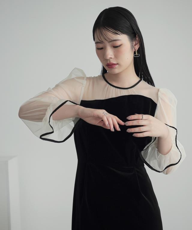 パーティドレス ワンピース レディース 結婚式 パーティー オケージョン ドレス アシメ デザイン ベロア 有 〔Callarus〕 二次会 披露宴 S/M/L ニッセン nissen_3