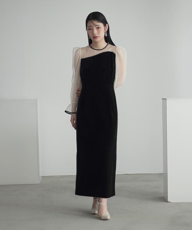 パーティドレス ワンピース レディース 結婚式 パーティー オケージョン ドレス アシメ デザイン ベロア 有 〔Callarus〕 二次会 披露宴 S/M/L ニッセン nissen_8