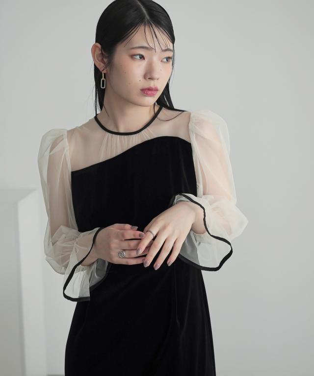 パーティドレス ワンピース レディース 結婚式 パーティー オケージョン ドレス アシメ デザイン ベロア 有 〔Callarus〕 二次会 披露宴 S/M/L ニッセン nissen_9