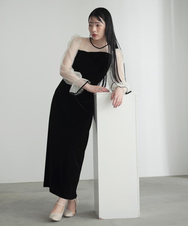 パーティドレス ワンピース レディース 結婚式 パーティー オケージョン ドレス アシメ デザイン ベロア 有 〔Callarus〕 二次会 披露宴 S/M/L ニッセン nissen_11