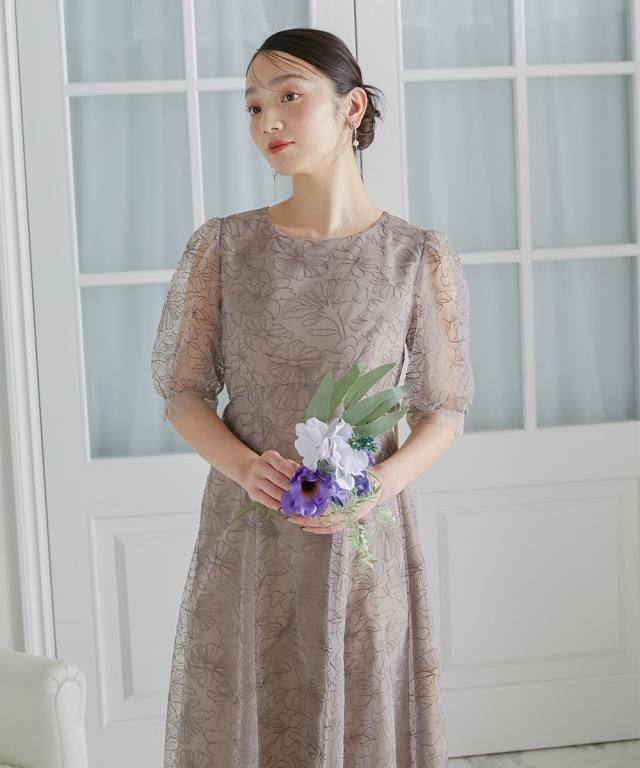 パーティドレス ワンピース レディース 結婚式 パーティー ドレス 刺繍 レース ラウンド ウエスト 切り替え 有 春 夏 秋 冬 二次会 披露宴 M/L ニッセン nissen_3
