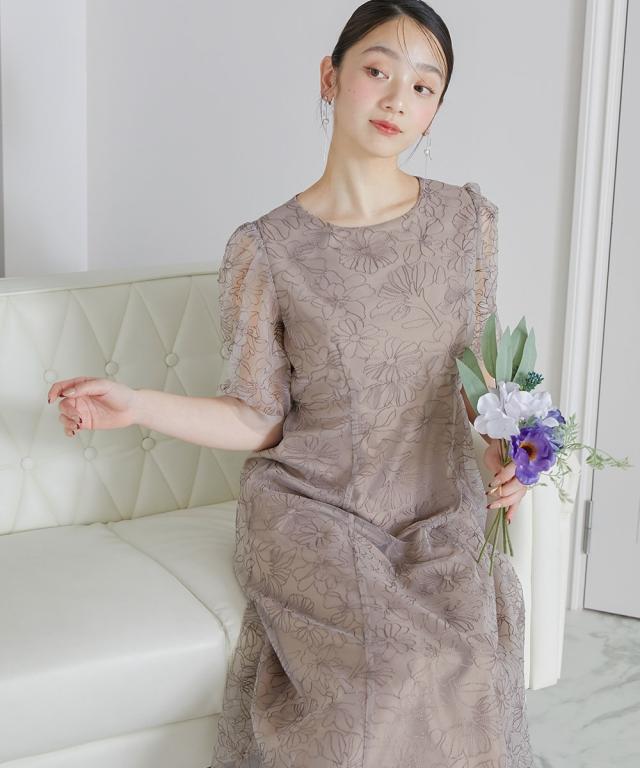 パーティドレス ワンピース レディース 結婚式 パーティー ドレス 刺繍 レース ラウンド ウエスト 切り替え 有 春 夏 秋 冬 二次会 披露宴 M/L ニッセン nissen_4