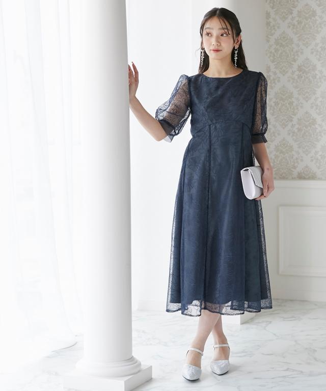 パーティドレス ワンピース レディース 結婚式 パーティー ドレス 刺繍 レース ラウンド ウエスト 切り替え 有 春 夏 秋 冬 二次会 披露宴 M/L ニッセン nissen_8