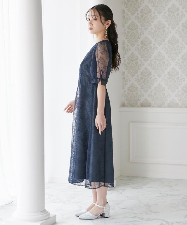 パーティドレス ワンピース レディース 結婚式 パーティー ドレス 刺繍 レース ラウンド ウエスト 切り替え 有 春 夏 秋 冬 二次会 披露宴 M/L ニッセン nissen_9