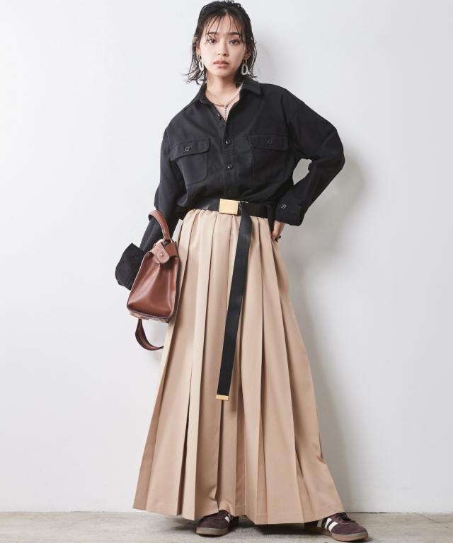 ロングスカート レディース プリーツ マキシ スカート シックス タイル 秋 マキシスカート 長め ロンスカ | L/LL/3L/4L/5L | ニッセン nissen ロングスカート レディース プリーツ マキシ スカート シックス タイル