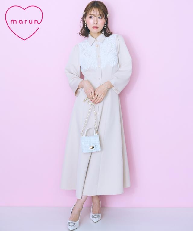 【レッドヴァレンティノ】ロングワンピース　総レース　ピンク　水色 38 レッドヴァレンティノ】ロングワンピース 総レース ピンク 水色