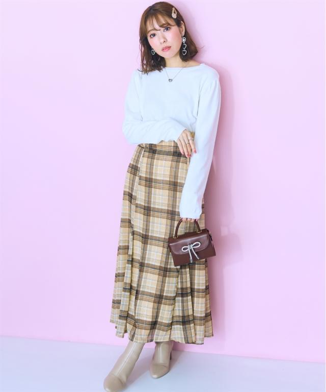ロングスカート 大きいサイズ レディース ラメチェック スカート marun マキシスカート 長め ロンスカ L/LL/3L/4L/5L ニッセン nissen_1