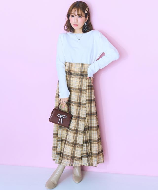 ロングスカート 大きいサイズ レディース ラメチェック スカート marun マキシスカート 長め ロンスカ L/LL/3L/4L/5L ニッセン nissen_2