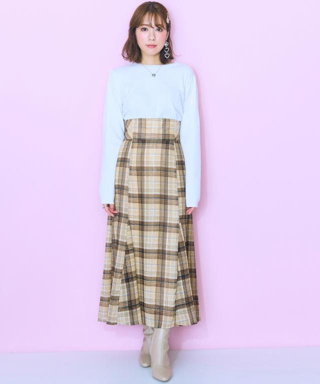 ロングスカート 大きいサイズ レディース ラメチェック スカート marun マキシスカート 長め ロンスカ L/LL/3L/4L/5L ニッセン nissen_16