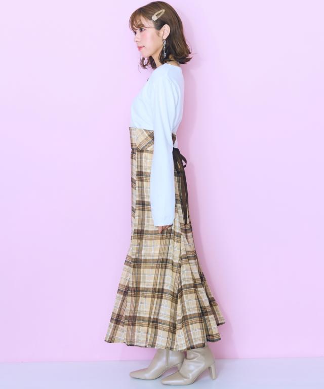 ロングスカート 大きいサイズ レディース ラメチェック スカート marun マキシスカート 長め ロンスカ L/LL/3L/4L/5L ニッセン nissen_17