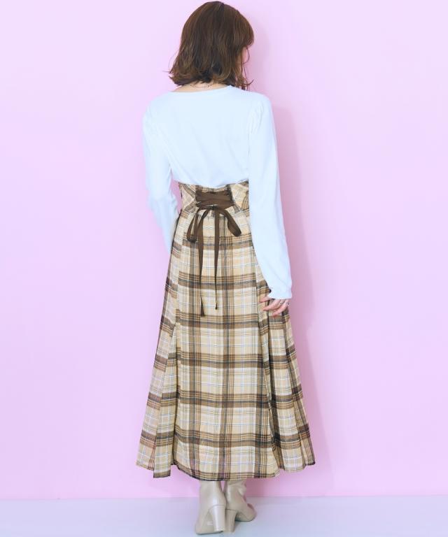 ロングスカート 大きいサイズ レディース ラメチェック スカート marun マキシスカート 長め ロンスカ L/LL/3L/4L/5L ニッセン nissen_18