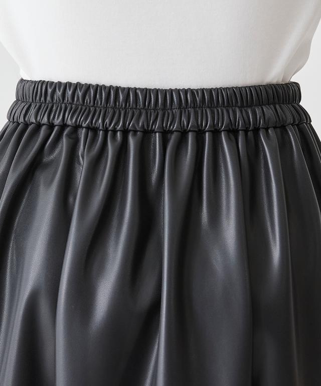 ロングスカート 大きいサイズ レディース フェイクレザーフレア スカート OtonaSMILE マキシスカート 長め ロンスカ 5L/6L ニッセン nissen_7