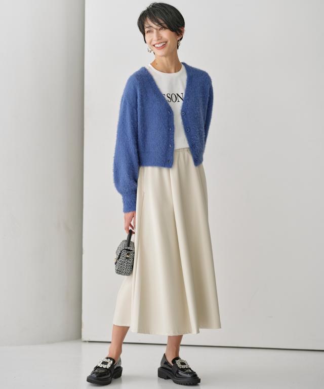 ロングスカート 大きいサイズ レディース フェイクレザーフレア スカート OtonaSMILE マキシスカート 長め ロンスカ 5L/6L ニッセン nissen_9