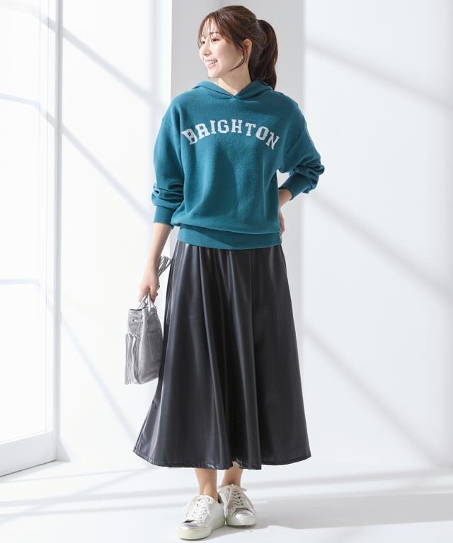 ロングスカート 大きいサイズ レディース フェイクレザーフレア スカート OtonaSMILE マキシスカート 長め ロンスカ 5L/6L ニッセン nissen_12