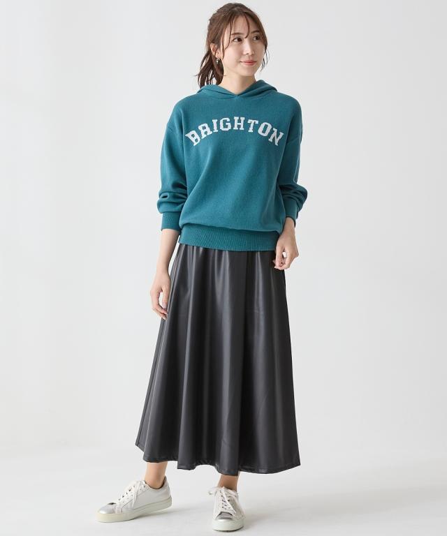 ロングスカート 大きいサイズ レディース フェイクレザーフレア スカート OtonaSMILE マキシスカート 長め ロンスカ 5L/6L ニッセン nissen_13